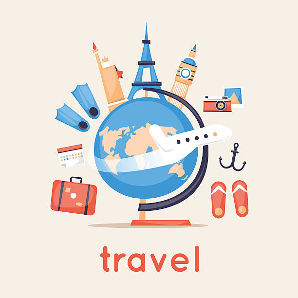 podróży świecie. ilustracja wektorowa płaski projekt. - photograph travel people traveling luggage stock illustrations