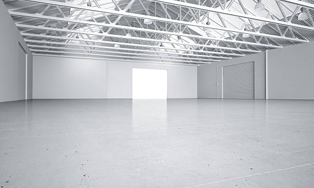 istock Clean bright warehouse car showroom 3D rendering 511733344
