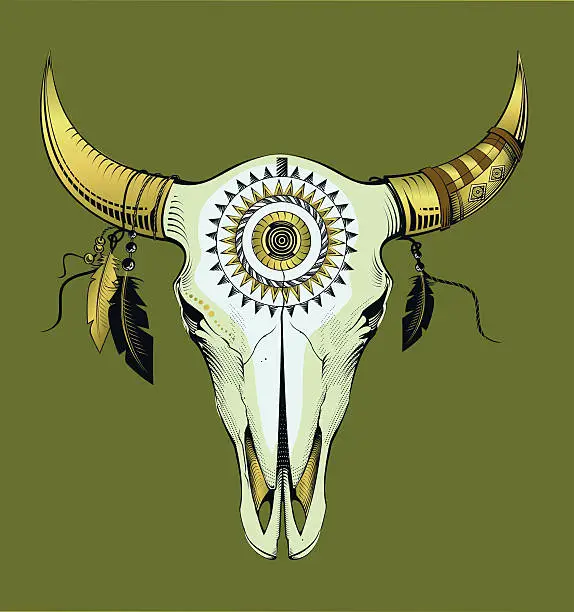 Vector illustration of Bull skull