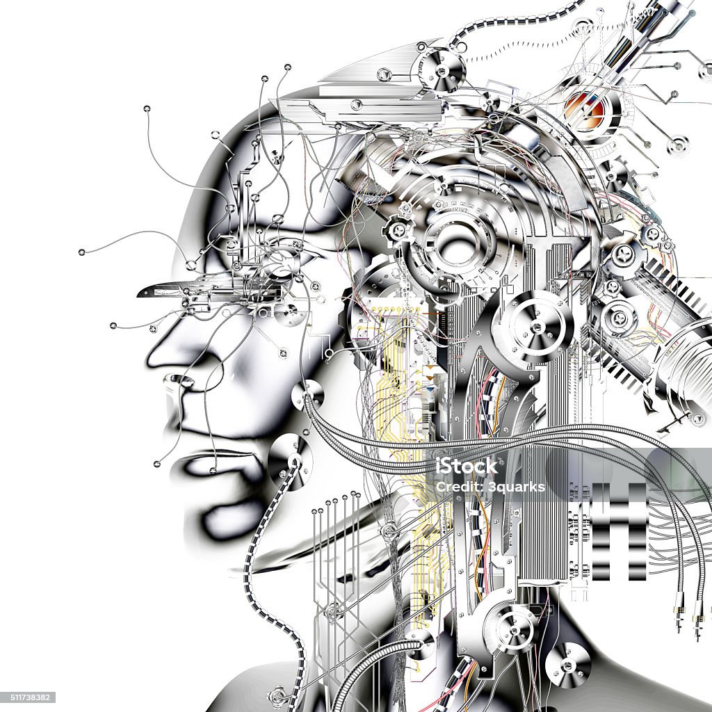 Cyborg Digital Visualization of a Cyborg Pop Art Stock Photo
