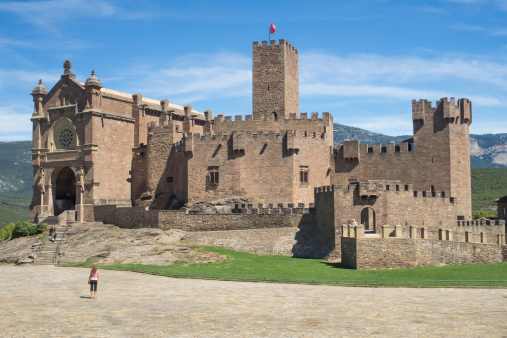 San Javier, Spain - August 23, 2014: a woman looking the San Javier Castle, in Navarra - Spain