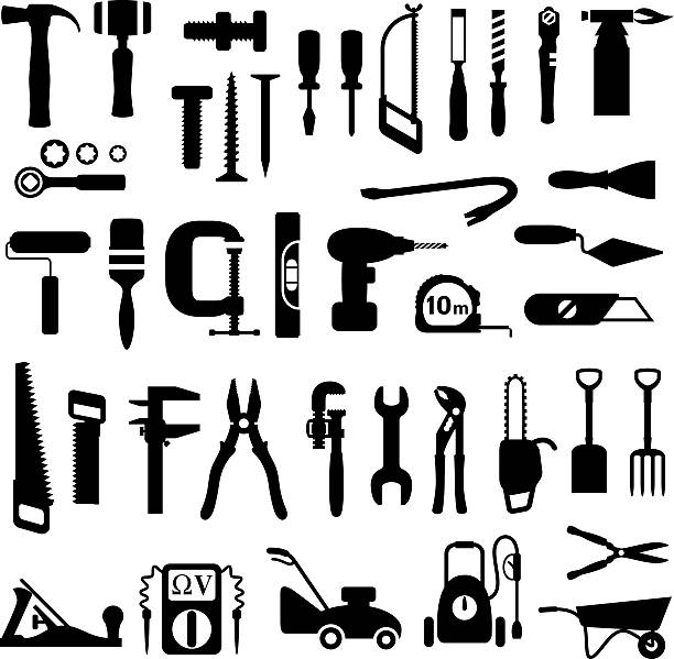инструменты значки - work tool hand tool home improvement nail stock illustrations