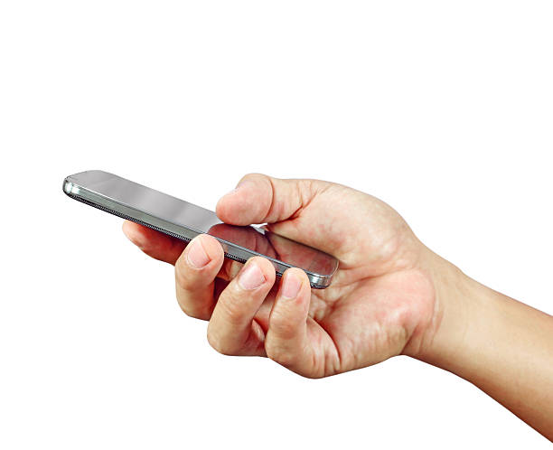 istock Hand holding smart phone on white background 511739429