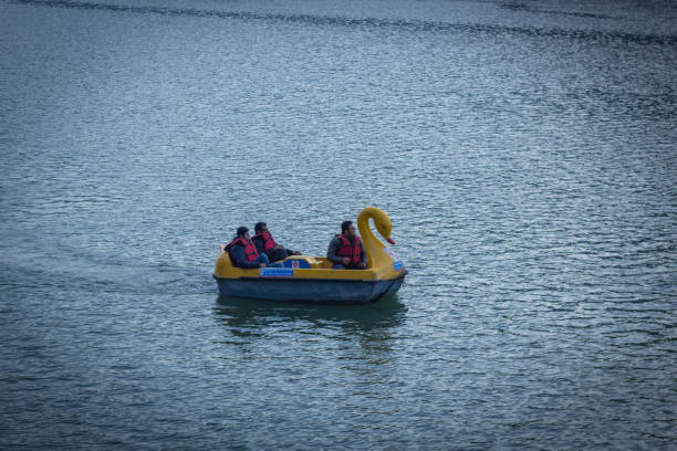 Nainital, Uttrakhand, India - February 25, 2016: People are enjoying boating in Naini Lake Nainital India.