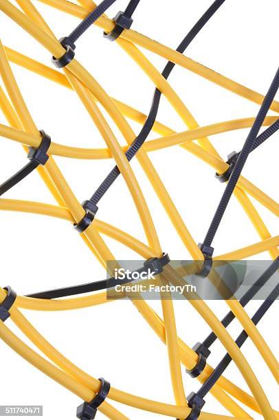 Network Cable With Cable Ties Isolated On White Background Stock Photo - Download Image Now