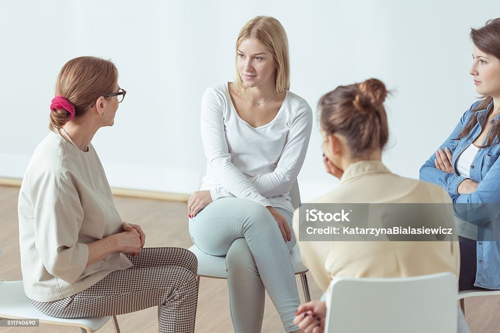 Meeting for young active women Meeting for young active women, support group Group Of People Stock Photo