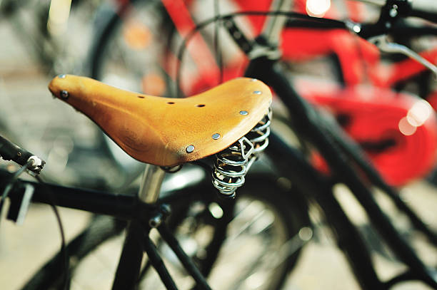 istock Red bicycle in the city 511741771