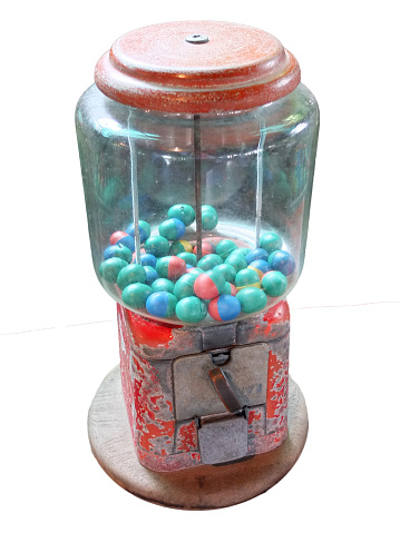 Vintage Eggs Slot Machine (Gumball Machine) isolated on White Background.