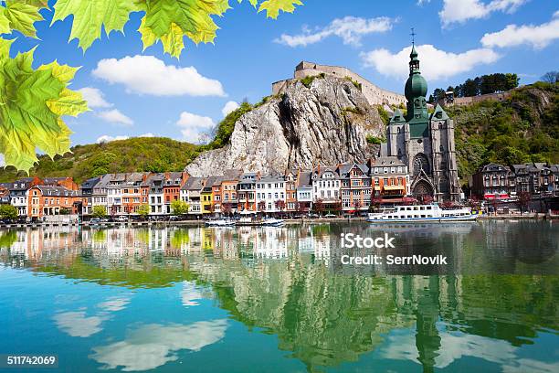 Meuse River With Collegiale Notre Dame Belgium Stock Photo - Download Image Now - Dinant Citadel, Architecture, Beauty