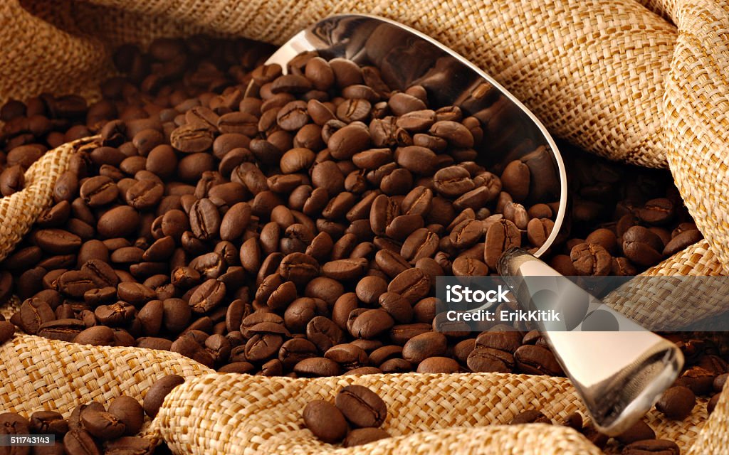 Sooffee beans Сoffee beans in a bag. Aluminum Stock Photo