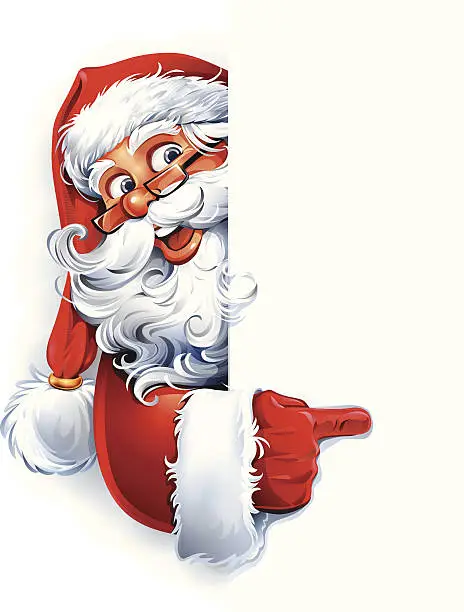 Vector illustration of Santa Claus Pointing