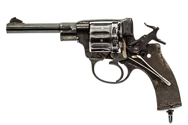 istock Disassembled revolver, pistol mechanism with the hammer cocked, 511743638