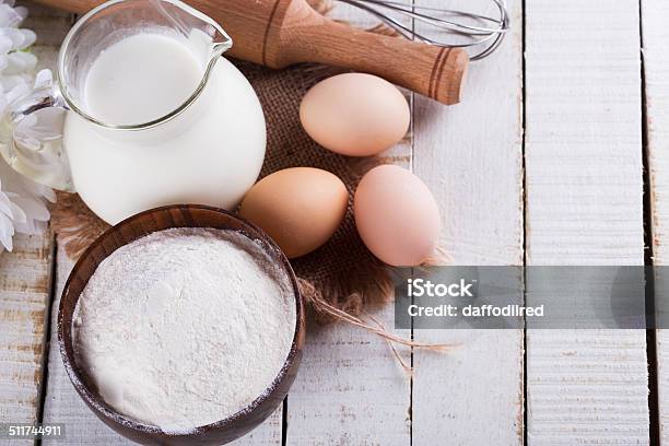 Ingredients For Baking Stock Photo - Download Image Now - Bowl, Ground - Culinary, Pancake