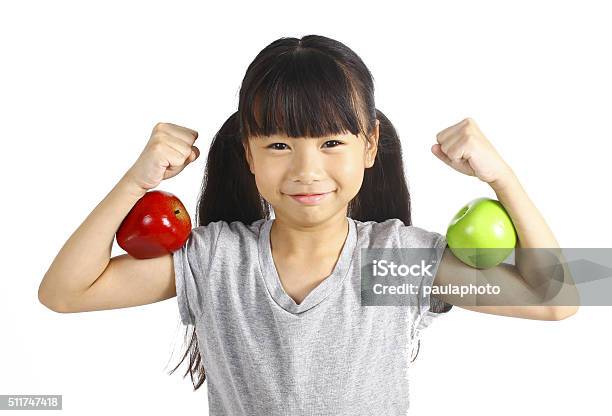 Healthy Girl Stock Photo - Download Image Now - Child, Muscular Build, Food