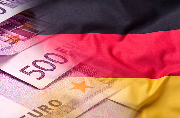 flagge der deutschland und der europäischen union. flag geld-konzept - e government stock-fotos und bilder