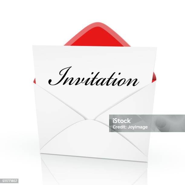 The Word Invitation On A Card Stock Illustration - Download Image Now - Invitation, Envelope, Guest