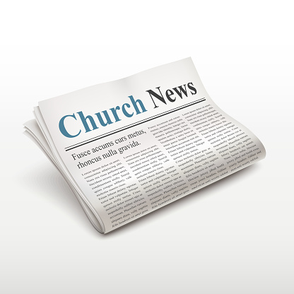 church news words on newspaper over white background