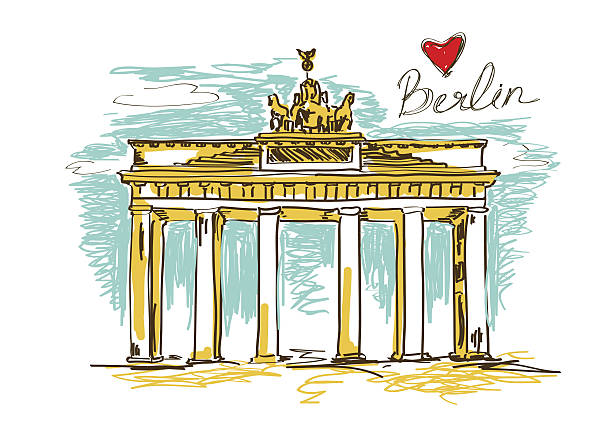 Illustration of Brandenburg gate in Berlin Colorful sketch illustration of Brandenburg gate in Berlin brandenburger tor stock illustrations