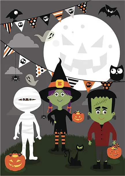 Vector illustration of Halloween Kids