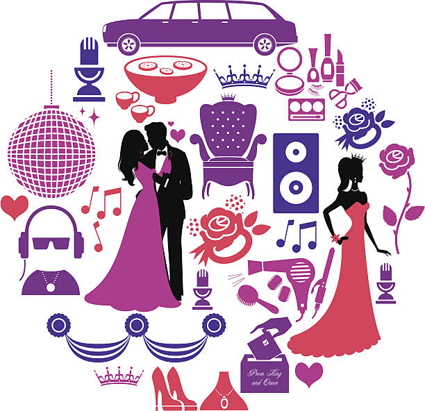 Prom Icon Set A set of Prom related icons. See below for more love and romance images prom stock illustrations