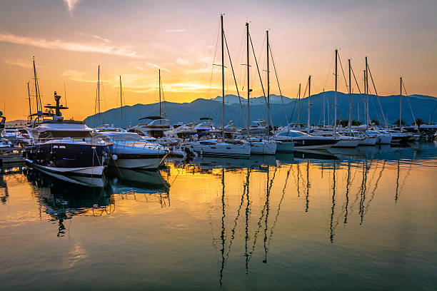 istock Sailing boats in marina at sunset. 511773585