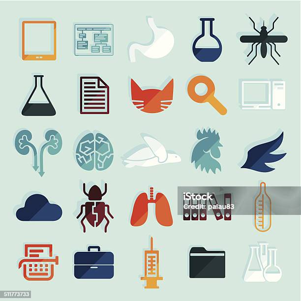 Set Of Veterinary Flat Icons Stock Illustration - Download Image Now - Animal, Animal Hospital, Animal Markings