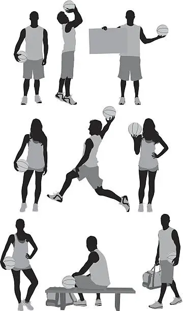 Vector illustration of People playing basketball