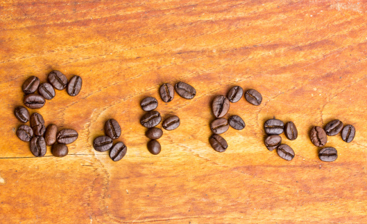Inscription of coffee from coffee beans.