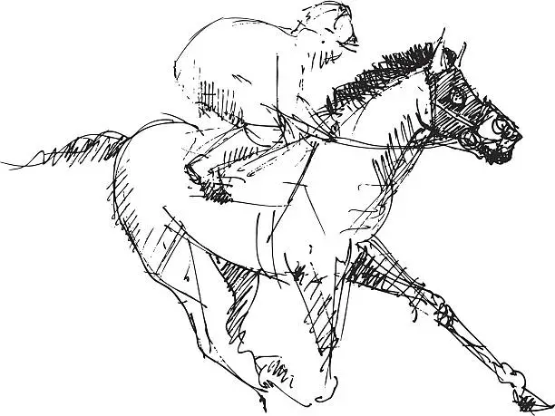 Vector illustration of horse and jockey