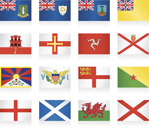 flagi kolekcja-mały krajów i terytoriów. - wales stock illustrations