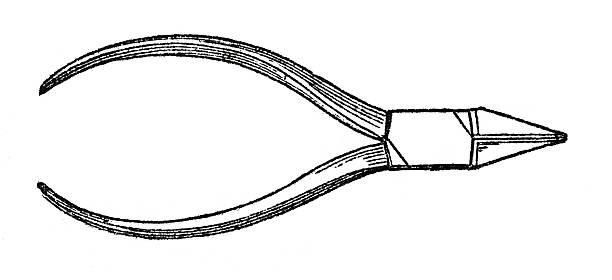 плоский-плоскогубцев (старые гравировка) - engraved image surgery isolated metal stock illustrations