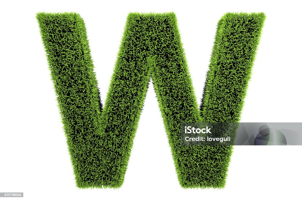 Grass made Alphabet letter W Alphabet Stock Photo