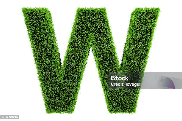 Grass Made Alphabet Letter W Stock Photo - Download Image Now - Alphabet, Cut Out, Design