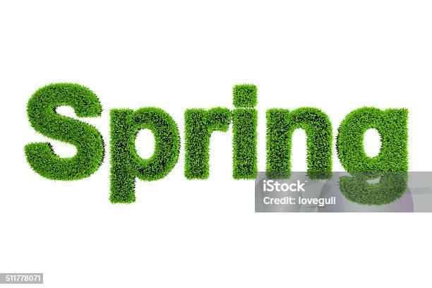 Grass Made Word Spring Stock Photo - Download Image Now - Single Word, Springtime, Cut Out