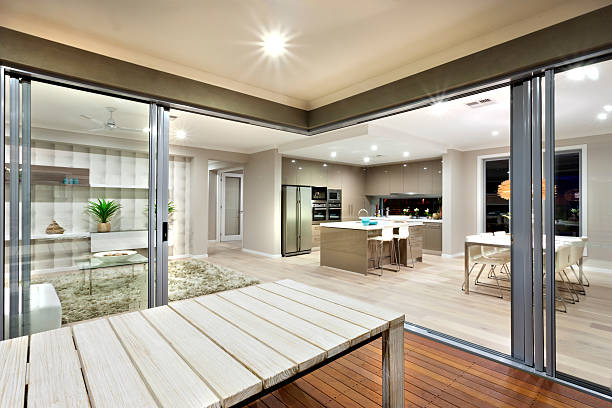 istock Inside view of a modern house lights turned on 511783700