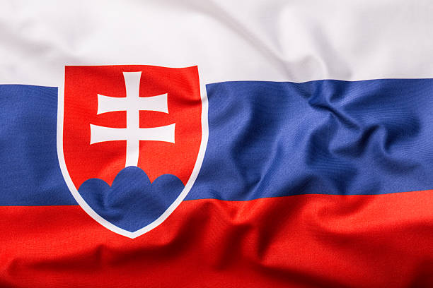 bandiere della repubblica slovacca all'unione europea. - slovak flag foto e immagini stock