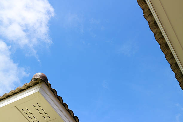 istock Roof tiles and blue sky with clouds 511788703