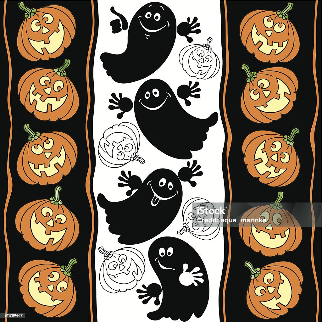 Halloween seamless background with ghosts and pumpkins. Halloween background. Abstract stock vector