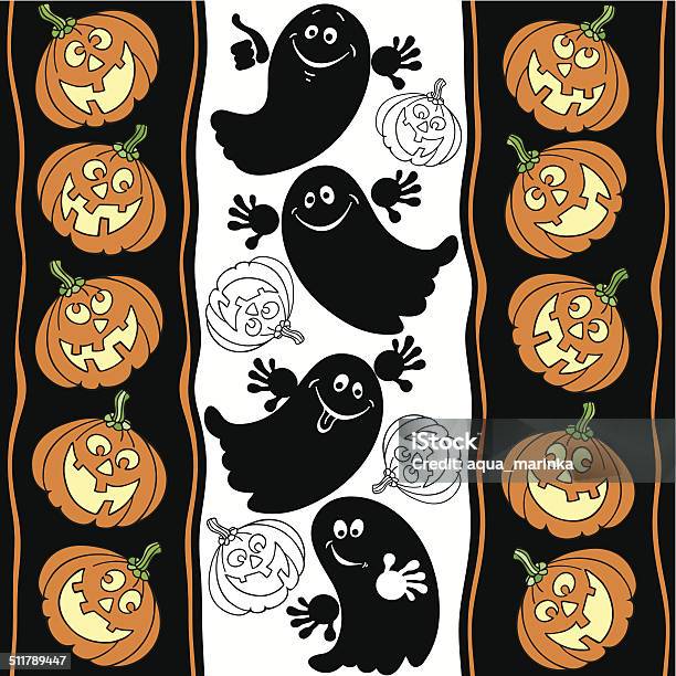 Halloween Seamless Background With Ghosts And Pumpkins Stock Illustration - Download Image Now