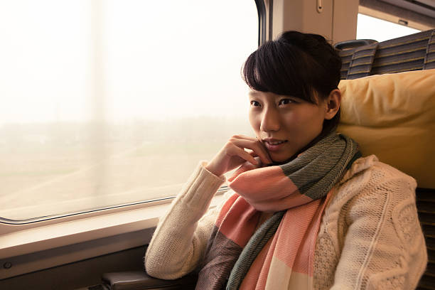 istock Young Asian Woman Traveling by Train 511790585
