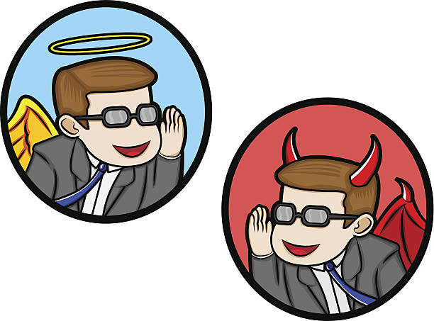 Angel and Devil In Business vector art illustration
