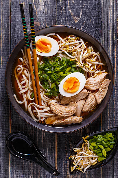 istock Japanese ramen soup with chicken, egg, chives and sprout. 511792576