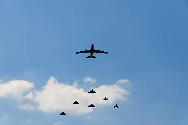 istock Military aircraft in formation 511792979