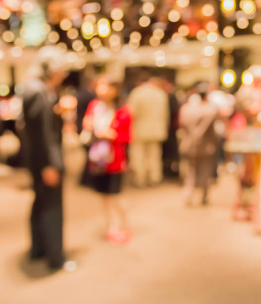 Blur people eating and talking in dining  room, business concept