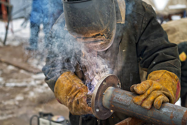 istock Flat welding flange to the pipe steel 511793648
