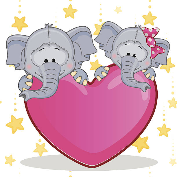 러버즈 코끼리를 - valentines day heart shape backgrounds star shape stock illustrations