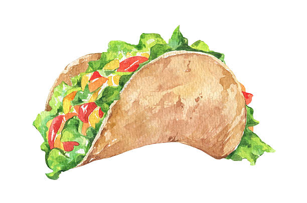 tacos mit gemüse. mexikanische traditionellem fast-food - tortillas stock-grafiken, -clipart, -cartoons und -symbole