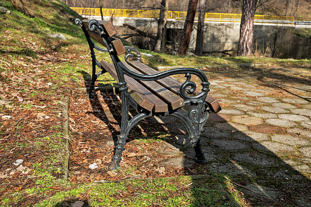 istock Casted iron bench with wooden seat 511795614