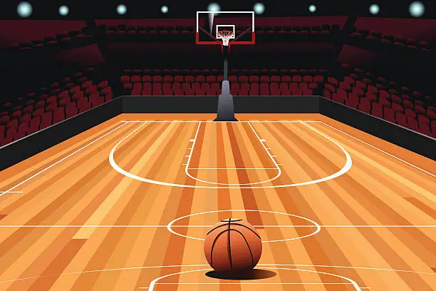 Vector illustration of Basketball on Floor