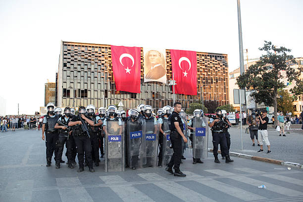 Riot police in Istanbul stock photo